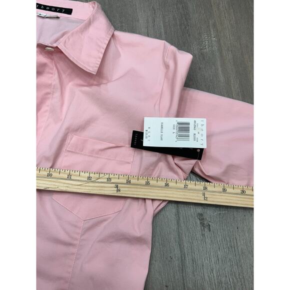 NWT Theory Womens Isabelle Olah Button Down Shirt Blush Pink Size Large - Picture 3 of 9